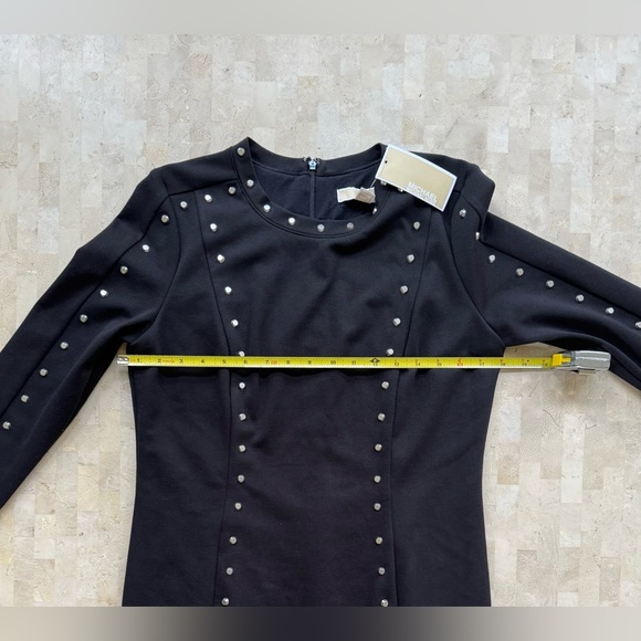 Michael KORS Black w Silver Metal Studs Bodycon Sexy Dress Women’s Sz 10 NWT - Picture 4 of 7